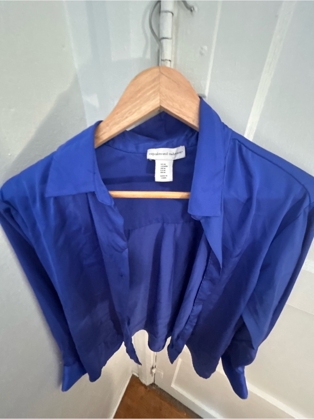 cupcakes & cashmere cobalt blue button-down blouse